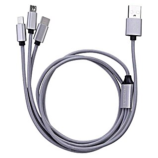 BAUHAUS USB kabel za punjenje (Srebrne boje, 1 m, Utikač USB A, utikač USB C, utikač USB Micro, utikač Lightning)