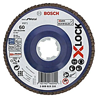 Bosch Professional X-Lock Disco de corte X571 Best for Metal (Apto para: Metal, Diámetro disco: 125 mm, Grano: 60)
