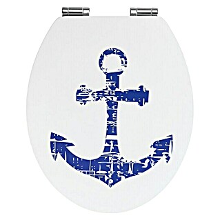 Wenko WC daska Shore (Samospuštajuća, MDF, Plavo-bijele boje)