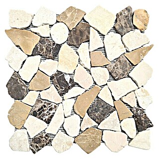 Mosaikmatte Mosaikfliese Mosaik Keramikmosaik Brick mix Castanao/Biancone 