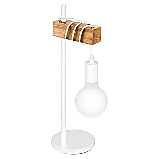 Eglo Townshend Lámpara de sobremesa (10 W, L x An x Al: 17,5 x 15,5 x 50 cm, Blanco/Marrón)