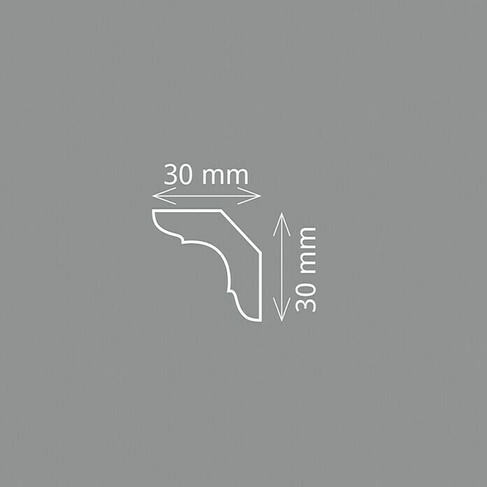 Zierprofil Modern E 15 (2 m x 3 cm x 3 cm, Polystyrol XPS)