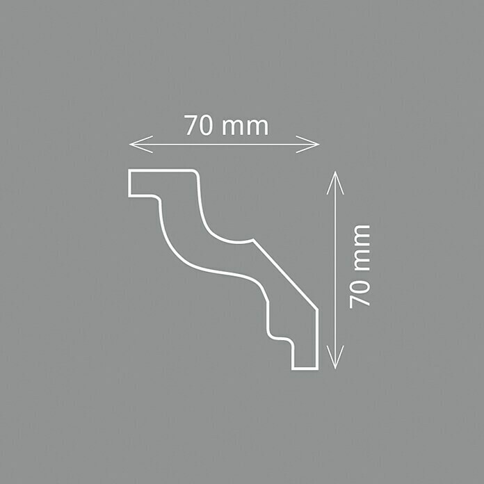 Zierprofil E 24 (200 cm x 70 mm x 7 cm, Polystyrol XPS)