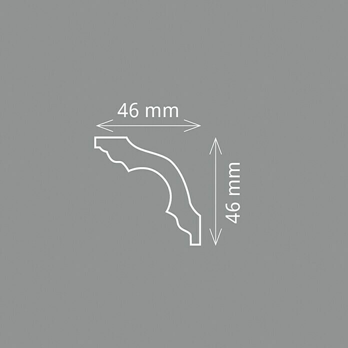 Zierprofil E 11 (2 m x 4,6 cm x 4,6 cm, Polystyrol XPS)