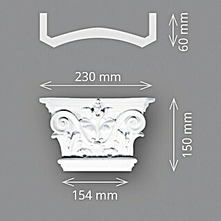 Wandelement Pilaster-Kopf HKP 15 D (15 x 23 x 6 cm, Expandiertes Polystyrol (EPS))