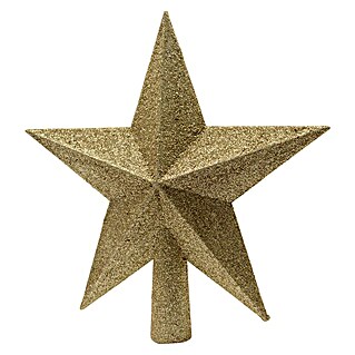 Punta para árbol de Navidad Estrella (Altura: 19 cm, Oro, Brillante)