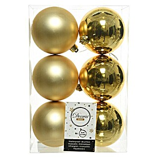 Bolas de Navidad (Diámetro: 8 cm, 6 uds., Oro, Plástico)