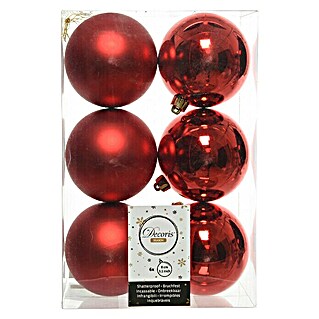 Bolas de Navidad (Diámetro: 8 cm, 6 uds., Rojo, Plástico)