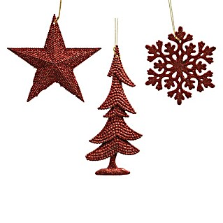 Adornos del árbol de Navidad surtido (Rojo, Plástico, 1)