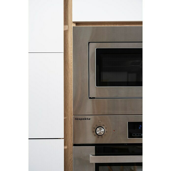 Respekta Premium Küchenzeile GLRP335HESWGKE (Breite: 335 cm, Mit Elektrogeräten, Weiß Hochglanz)