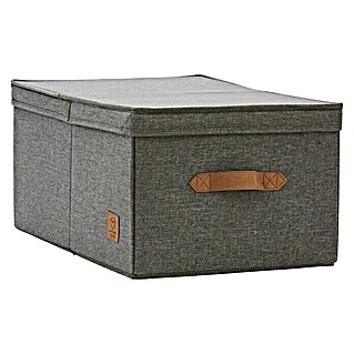 Aufbewahrungsbox Premium Ordnungsbox mit Klappdeckel (L x B x H: 50 x 33 x 24 cm, Leinen, Grau)