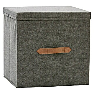 Aufbewahrungsbox Premium Ordnungsbox Cube (L x B x H: 33 x 33 x 33 cm, Leinen, Grau)