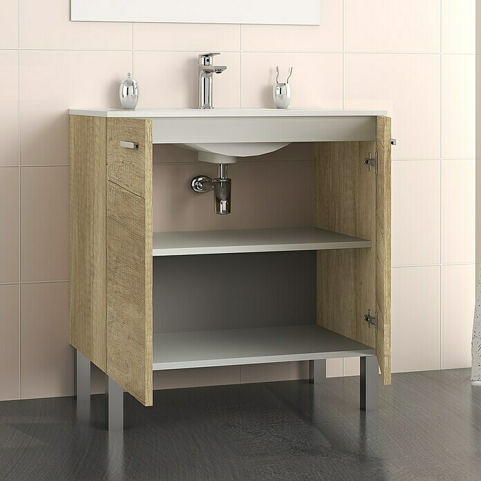 Mueble de lavabo Fran (46 x 80 x 85 cm, Nature)