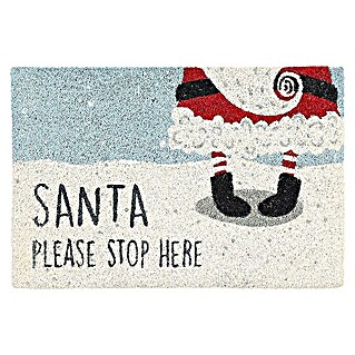 Fußmatte Santa Please Stop Here (Bunt, 60 x 40 cm, 100 % Kokos)