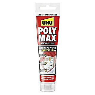 UHU Poly Max Montagekleber Sofort Power (115 g, Transparent)