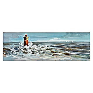 Handgemaltes Bild Canvas (Leuchtturm, B x H: 150 x 50 cm)