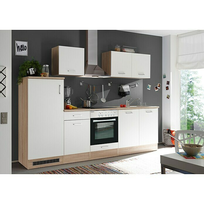 Respekta Küchenzeile KB270ENWPC (Breite: 270 cm, Mit Elektrogeräten, Weiß)