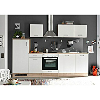 Respekta Küchenzeile KB280ENWPC (Breite: 280 cm, Mit Elektrogeräten, Weiß)