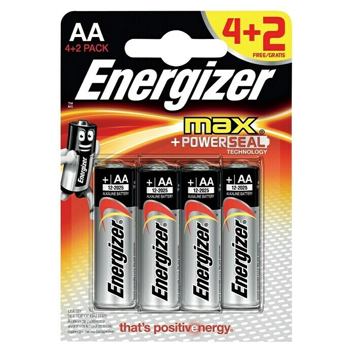 Energizer Alkalna baterija Max AA, 4 + 2 gratis 