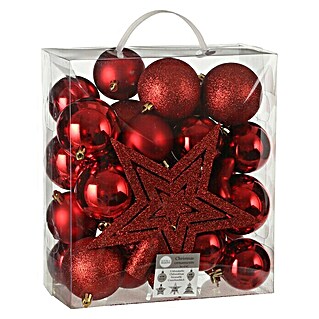 Set kuglica za božićno drvce (Crvene boje, Plastika, 40 Kom.)