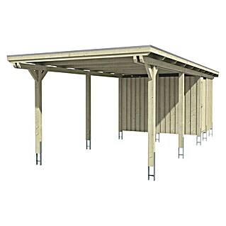 Skan Holz Carport Emsland (L x B: 846 x 354 cm, Einfahrtshöhe: 223 cm, Schiefergrau, Materialspezifizierung Dach: Aluminium, Mit Abstellraum)