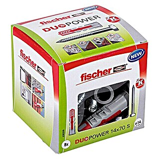 Fischer Duopower Dübel- & Schraubenbox 14x70 S LD (Durchmesser Dübel: 14 mm, Länge Dübel: 70 mm, Inhalt: 8 Stk., Sechskantschraube)