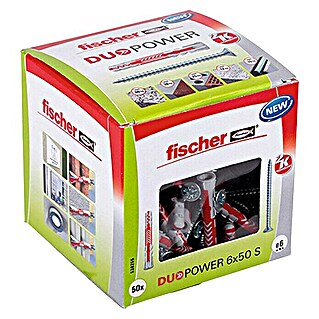 Fischer Duopower Dübel- & Schraubenbox 6x50 S LD (Durchmesser Dübel: 6 mm, Länge Dübel: 50 mm, Gesamtstückzahl: 50 Stk., Senkkopfschraube)