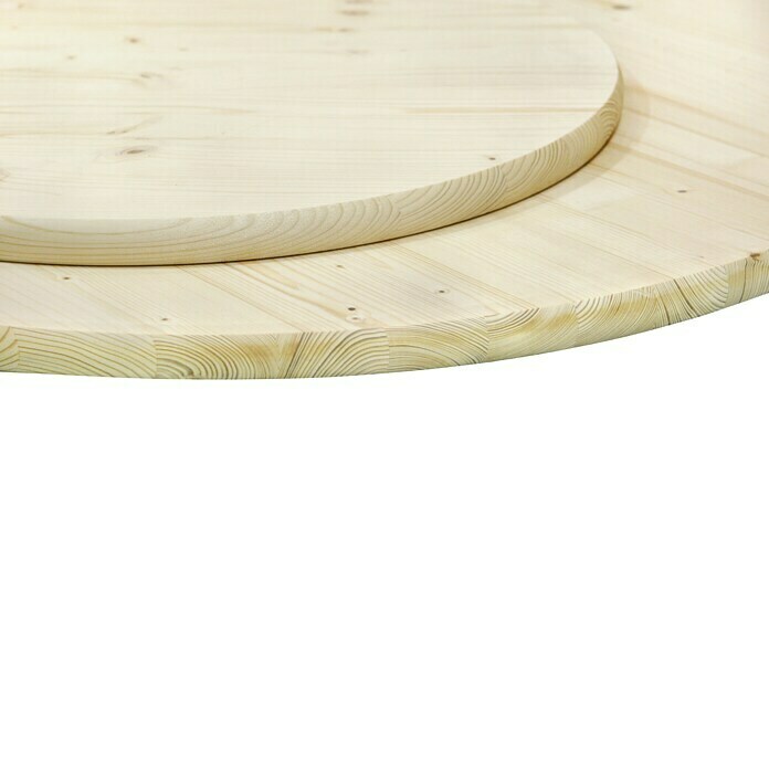 Tablero de mesa (Diámetro: 90 cm, Espesor: 2,8 cm, Abeto rojo, Redondeada)