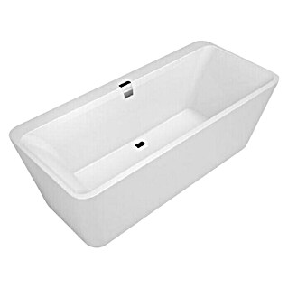 Villeroy & Boch Freistehende Badewanne (L x B: 180 x 80 cm, Quaryl, Weiß, Mit Ab- & Überlaufgarnitur & Wassereinlauf)