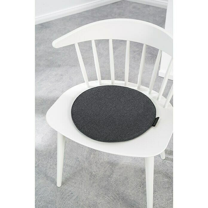 Sitzkissen rund Carl (Ø x H: 35 x 2 cm, Anthrazit, 100 % Polyester)
