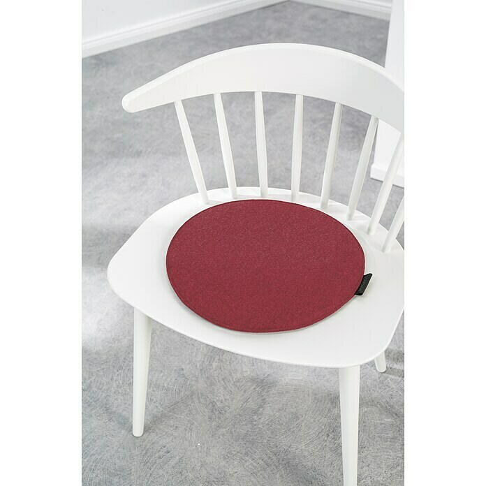 Sitzkissen rund Carl (Ø x H: 35 x 2 cm, Weinrot, 100 % Polyester)