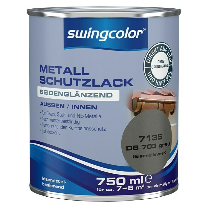 swingcolor Metalldickschichtlack (Grau, 750 ml, Seidenglänzend, Lösemittelbasiert)