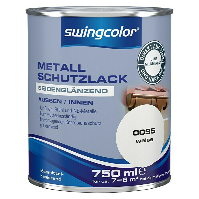 swingcolor Metalldickschichtlack (Weiß, 750 ml, Seidenglänzend, Lösemittelbasiert)