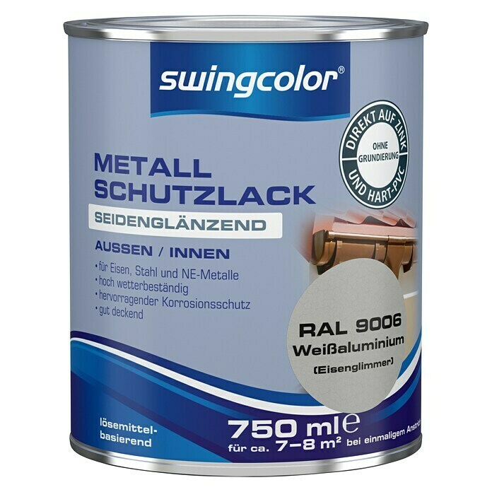 swingcolor Metalldickschichtlack (Weißaluminium, 750 ml, Seidenglänzend, Lösemittelbasiert)
