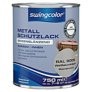 swingcolor Metall-Schutzlack RAL 9006 (Weißaluminium, 750 ml, Seidenglänzend)