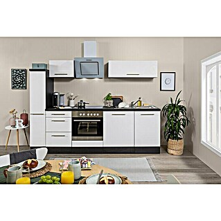 Respekta Premium Küchenzeile RP250EWCBO (Breite: 250 cm, Mit Elektrogeräten, Weiß Hochglanz)