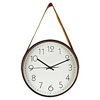 Reloj de pared redondo Madera con correa (Blanco, Diámetro: 31 cm)