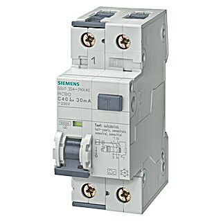Siemens FI- & Leitungsschutzschalter (Auslösecharakteristik: B, Bemessungsfehlerstrom: 30 mA, 13 A, 1-polig + Nullleiter)