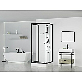 Cabina de ducha Multi Place (80 x 80 x 195 cm, Blanco/Negro)