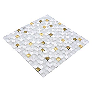 Mosaikfliese Crystal Mix XCM M640 (30 x 30 cm, Weiß/Gold, Glänzend)