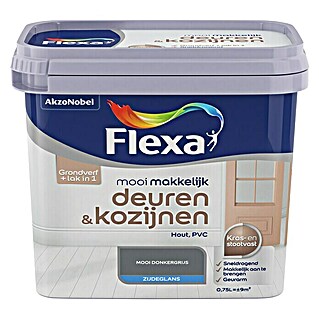 Flexa Mooi Makkelijk Kleurlak Deuren & Kozijnen Mooi Donkergrijs (Mooi donkergrijs, 750 ml, Zijdeglans)