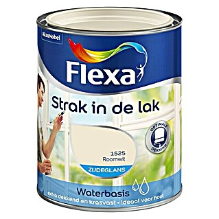 Flexa Strak in de Lak Witte lak Zijdeglans Roomwit Waterbasis (Wit, 750 ml, Zijdeglans)