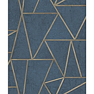 Dutch Wallcoverings Vliesbehang Grafisch Blauw/Goud  (Blauw, Grafisch, 10 x 0,53 m)