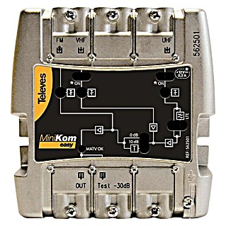 Televés Amplificador banda ancha MiniKom EasyF 3 entradas (L x An x Al: 50 x 103 x 103 mm, Plateado)