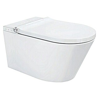 Camargue Wand-Dusch-WC-Set Moderno E-Clean (Spülrandlos, Mit schmutzabweisender Glasur, WC Abgang: Waagerecht, Weiß)