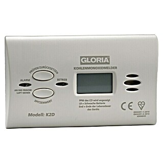 Gloria Kohlenmonoxidmelder K2D (L x B x H: 40 x 116 x 72 mm, Batterielaufzeit: 1 Jahr)