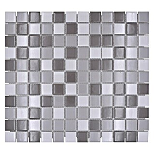 Mosaikfliese Quadrat Uni BM 850 (33 x 30,2 cm, Weiß/Grau, Glänzend)