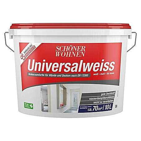 SCHÖNER WOHNEN-Farbe Wandfarbe Universalweiß (Weiß, 10 l, Matt)