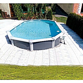KWAD Pool-Set Supreme Design Oval (L x B x H: 4,9 x 3,6 x 1,32 m, Fassungsvermögen: 22 500, Farbe: Anthrazit)