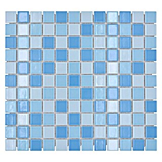 Mosaikfliese Quadrat Mix BM 200 (32,6 x 30 cm, Blau, Glänzend)